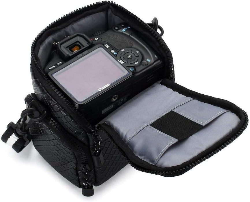 MCHENG Waterproof PU Leather Camera Bag Shock Resistant Portable DSLR Camera Case, Black