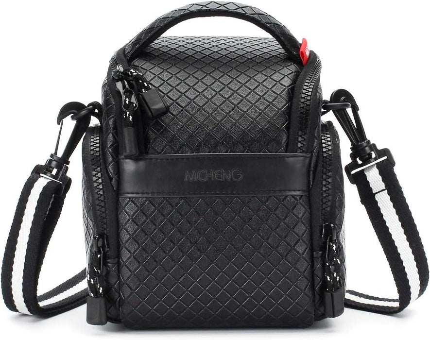 MCHENG Waterproof PU Leather Camera Bag Shock Resistant Portable DSLR Camera Case, Black