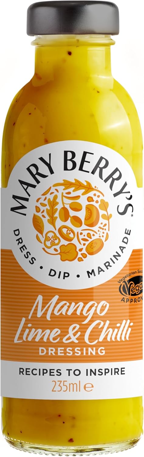 6 x 235ML Mary Berry's Mango, Lime &amp; Chilli Dressing - Sweet Mango - Dash of Lime - Subtle Hint of Chilli - Suitable for Vegans  Vegetarians  BBE May25 RRP £41.99 Sale price £24.99