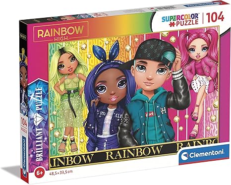 Clementoni Supercolor Puzzle Brilliant Rainbow High - 104 Pieces - Jigsaw Puzzle for Kids Age 6 Toys Kids Games