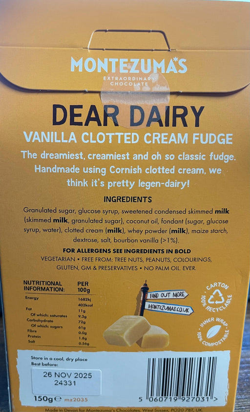 3 X 150G Montezuma's Dear Dairy Clotted Cream Fudge Carton BBE NOV25 RRP £14.99 Sale price £4.99