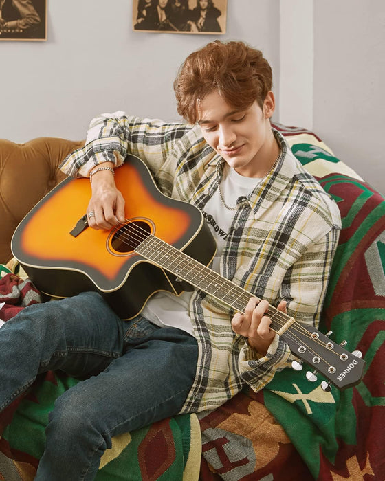 Donner Acoustic Guitar Full Size Guitar 4/4 Dreadnought 41 inch Guitar Kit for Beginner. Model EC1019 RRP £118 Sale Price £59.99