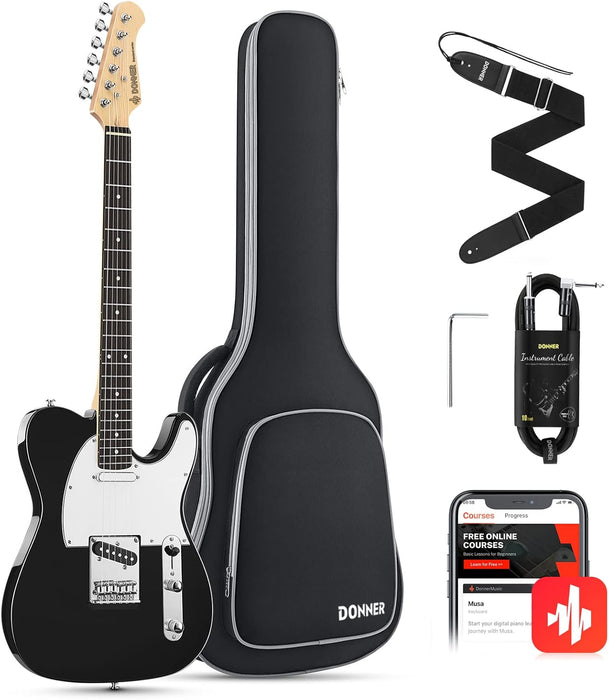 Donner Electric Guitar Kits TC Guitar Full-Size 39 Inch with Dual-purpose Bag, Strap, Cable (Black) Model EC1401 RRP £97 Sale price