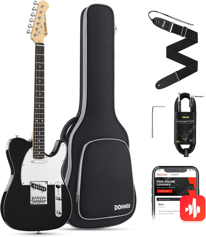 Donner Electric Guitar Kits TC Guitar Full-Size 39 Inch with Dual-purpose Bag, Strap, Cable (Black) Model EC1401 RRP £97 Sale price
