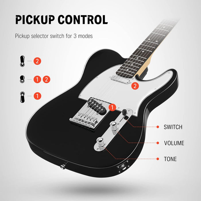 Donner Electric Guitar Kits TC Guitar Full-Size 39 Inch with Dual-purpose Bag, Strap, Cable (Black) Model EC1401 RRP £97 Sale price
