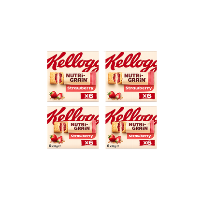 Kellogg's Nutri-Grain Strawberry Breakfast Bakes Cereal Bars 6x37g (Pack of 4)