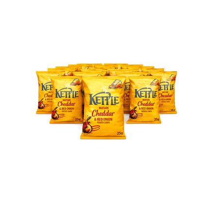 Kettle Chips - Mature Cheddar & Red Onion Potato Chips  (25x25g)