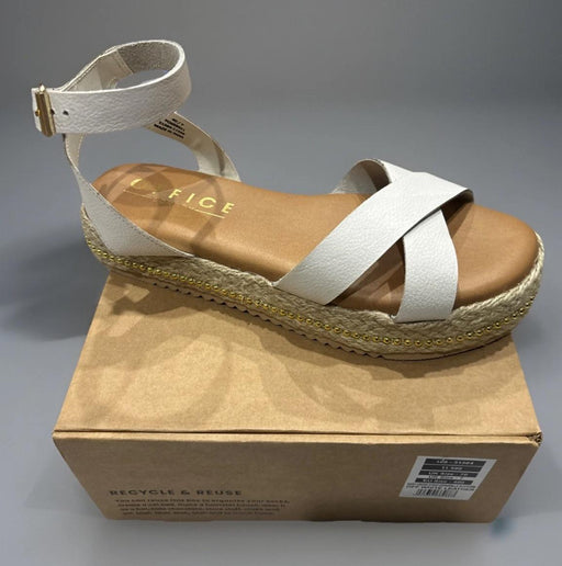 Office Ladies White Leather Ankle Strap Flatform Comfy Smart Sandals Summer Holiday Shoes Slippers RRP £49.99
