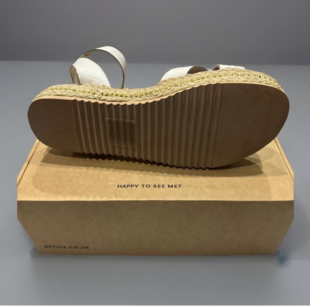 Office Ladies White Leather Ankle Strap Flatform Comfy Smart Sandals Summer Holiday Shoes Slippers RRP £49.99