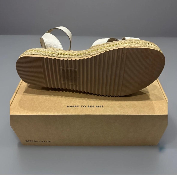 Office Ladies White Leather Ankle Strap Flatform Comfy Smart Sandals Summer Holiday Shoes Slippers RRP £49.99
