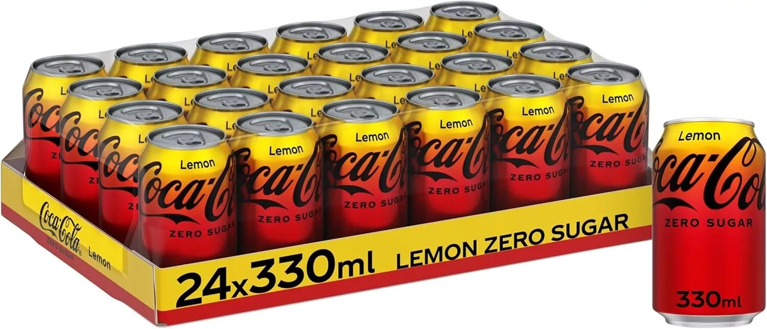 24 X 330ml Coca-Cola Zero Sugar Lemon cans  BBE 31-07-25 RRP £14.99 Sale price £7.49