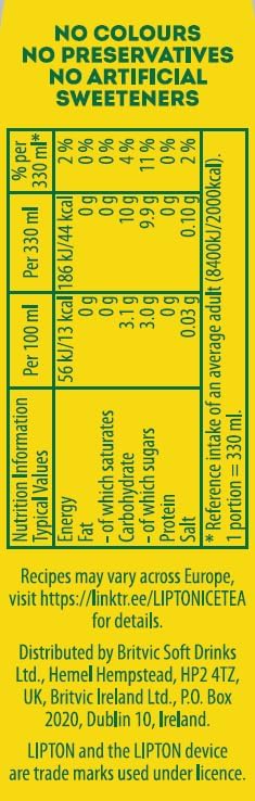 24 X 330ml Lipton Peach Ice Tea Can, low calorie soft drink BBE 06-25 RRP £14.99 Sale Price £4.99