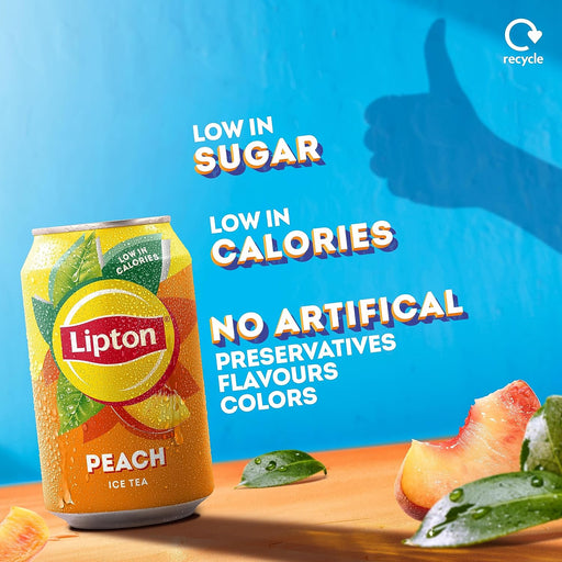 24 X 330ml Lipton Peach Ice Tea Can, low calorie soft drink BBE May25 RRP £14.99 Sale Price £6
