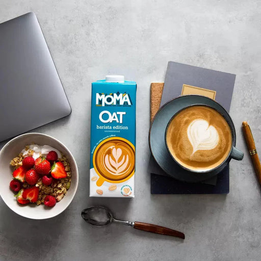 6x1L Moma organic Oat Drink Barista Edition unsweetened bbe 08-08-25 rrp £11.99 sale price £6.99