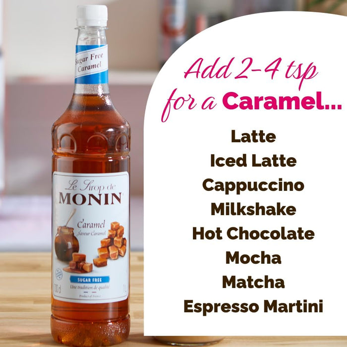 2 X 1L MONIN Premium Caramel Sugar Free Syrup for Coffee and Cocktails. Vegan-Friendly, Allergen-Free, 100 Percent Natural Flavours and Colourings. Sugar-Free Coffee Syrup  BBE 12-25 RRP £19.99 Sale price £12.99