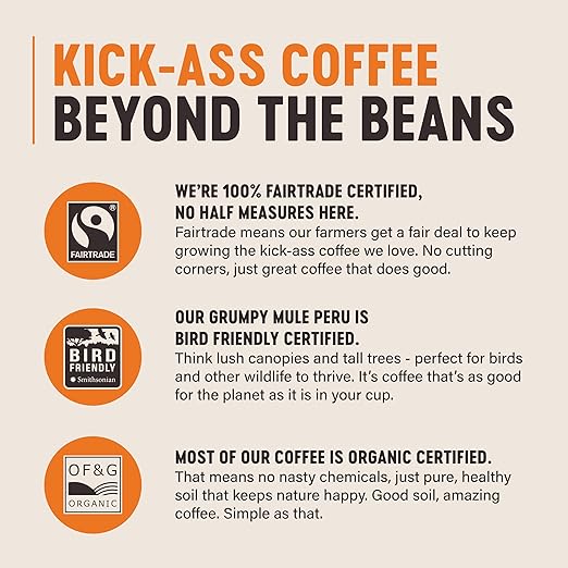 Grumpy Mule Honduras La Labor Organic (Ground Coffee) with notes of Hazelnut and Dark Chocolate 200g (Pack of 6 - Total 1.2kg)