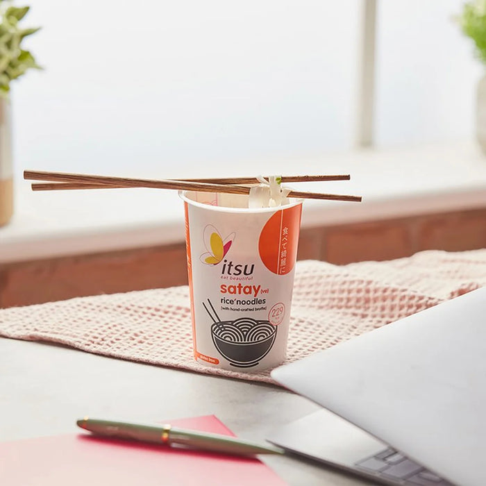 6 X 64g itsu Satay ramen Rice Noodles Cup spring onion  BBE 17-06-25 RRP £19.99 Sale price £6.99