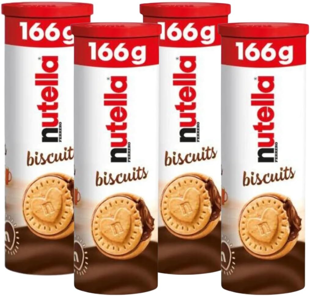 Short Date Nutella Chocolate Biscuit Snack Bundle Containing Biscuits Tube 166g 12's (4 Pack)