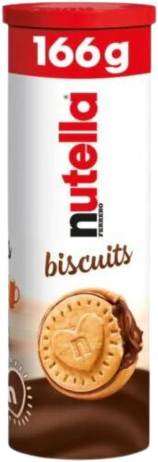 Short Date Nutella Chocolate Biscuit Snack Bundle Containing Biscuits Tube 166g 12's (4 Pack)