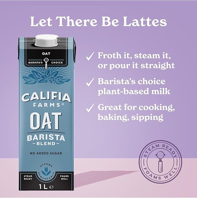 6 X 1L Califia Farms Oat Barista Blend with Calcium - Dairy Free, Lactose Free, Vegan BBE 02-25 RRP £12.49 Sale price £4.99