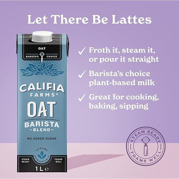 6 X 1L Califia Farms Oat Barista Blend with Calcium - Dairy Free, Lactose Free, Vegan BBE 02-25 RRP £12.49 Sale price £4.99