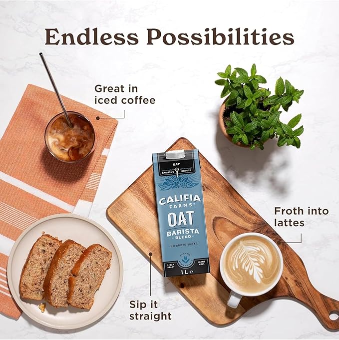 6 X 1L Califia Farms Oat Barista Blend with Calcium - Dairy Free, Lactose Free, Vegan BBE 02-25 RRP £12.49 Sale price £4.99