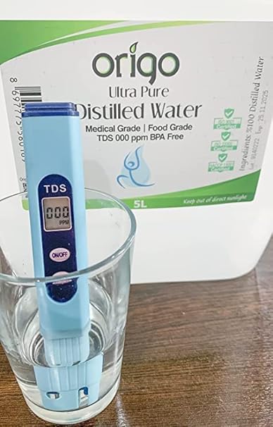 Origo Distilled Water - 100% Ultra Pure Water 5L | Advanced Purification Technology, Ultra Pure Water for Laboratory, Battery, Steam Iron, and General Everyday Use!