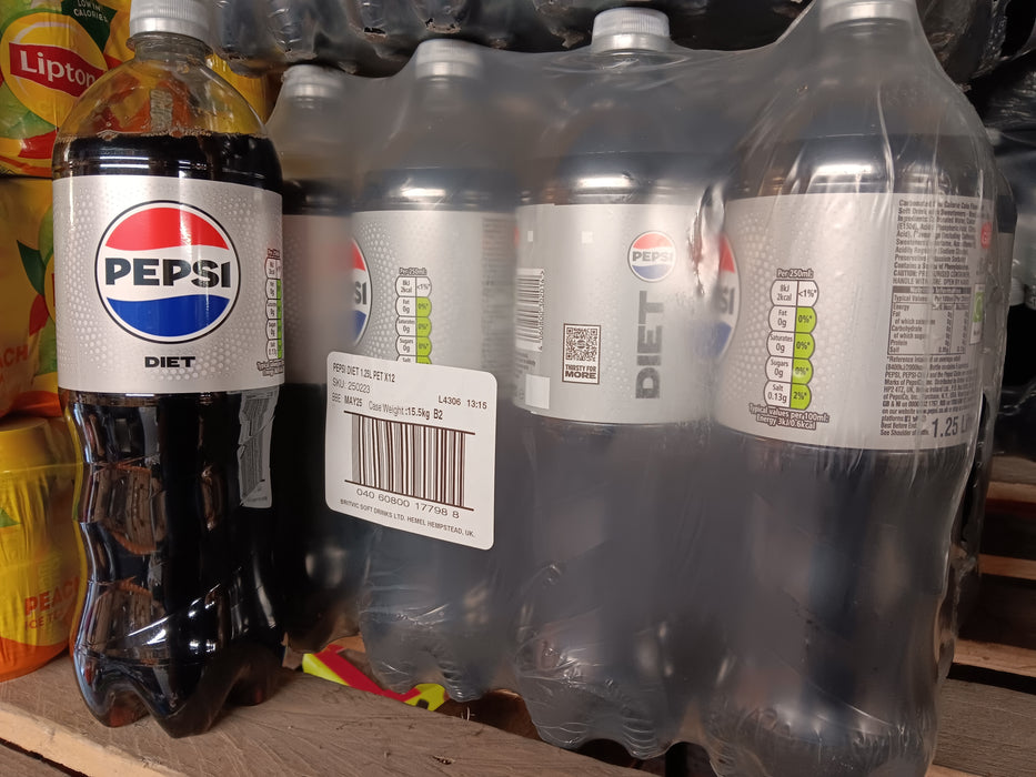 12 X 1.25L Pepsi Diet BBE May25 RRP £29.99 Sale Price £11.99