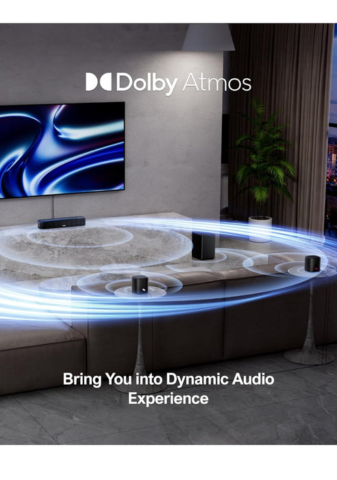 ULTIMEA 5.1ch Sound Bar w/Dolby Atmos, Surround Sound System for TV, App Control, Home Theater Sound System, TV Soundbar with Subwoofer, 2 Surround Speakers