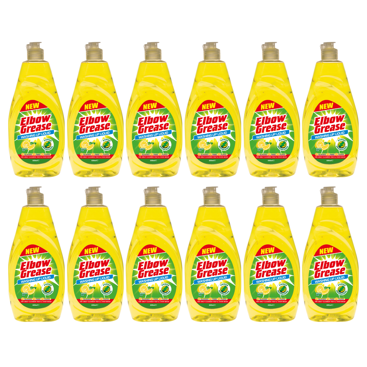 Elbow Grease Washing Up Liquid Lemon (12X600ml)