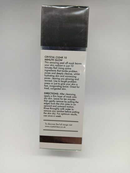 10 Minute Glow Crystal Clear Skincare  Peel off Face Mask 100ml