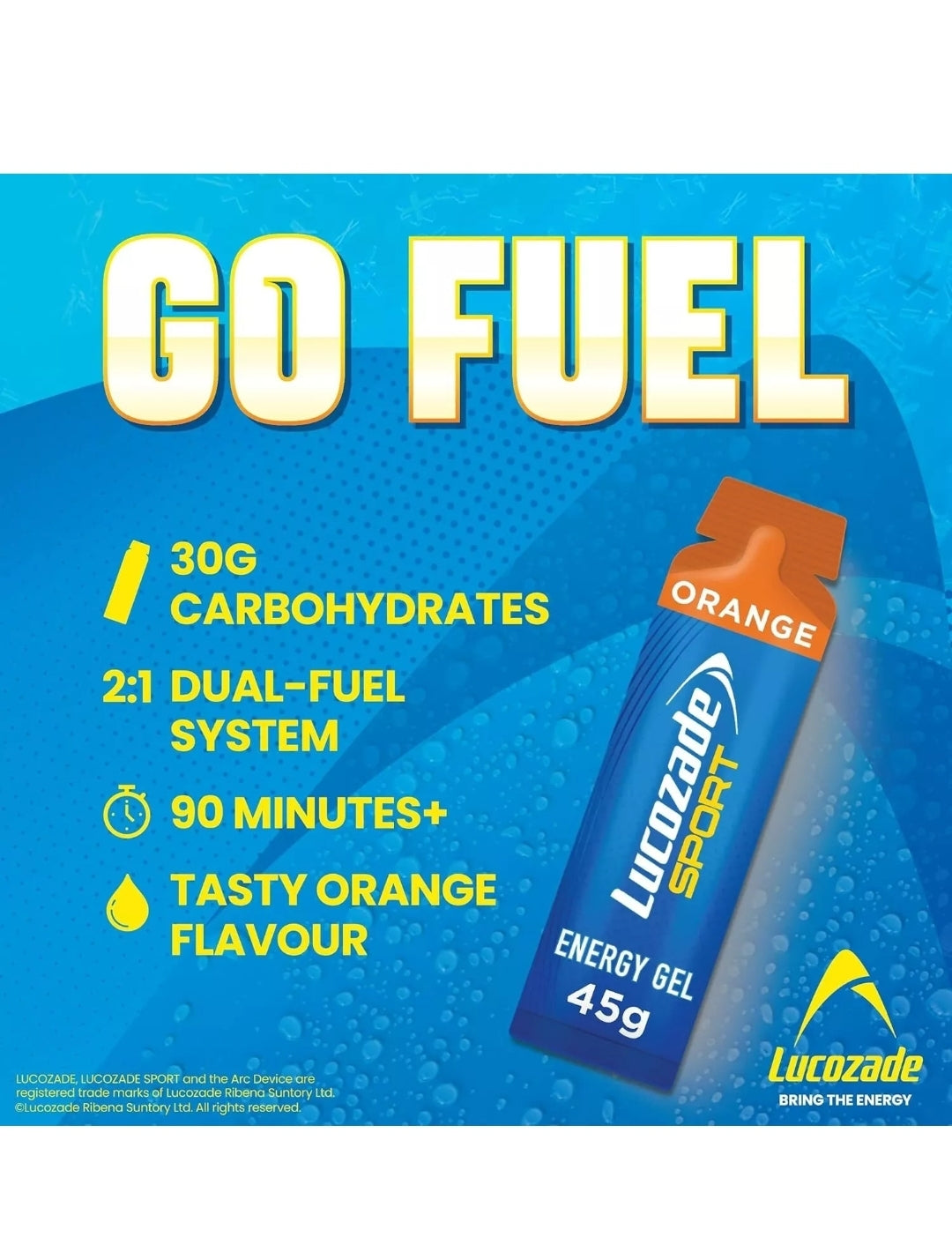 Lucozade Sport Dual-Fuel Energy Gels - Orange 24x45g | Carbohydrate Food Exp March 2025
