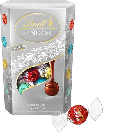 Lindt Lindor Silver Assorted Chocolate Truffles – 600g Box (Approx. 48 Balls)