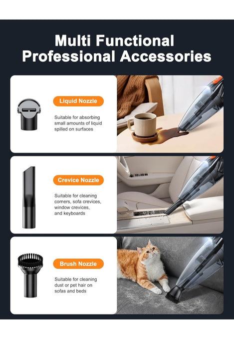 Rolgno Handheld Vacuum Cleaner, Rechargeable 9KPA Powerful Suction Car Vacuum Cleaner Cordless with [Fast Charging Dock & LED Light]