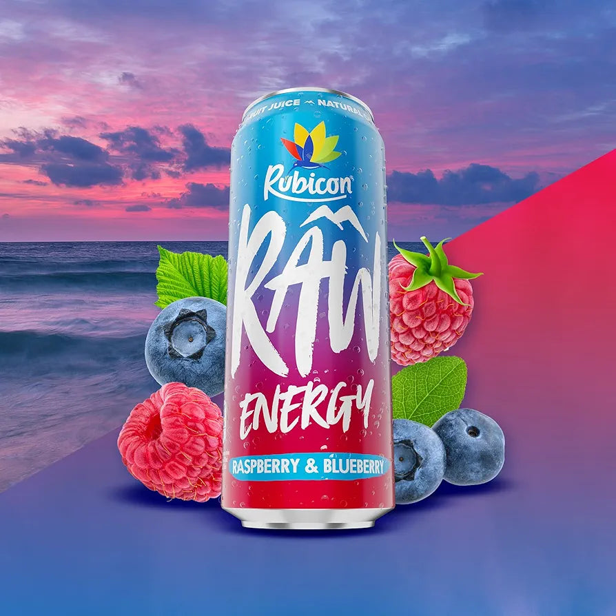 Rubicon RAW Raspberry & Blueberry Energy Drink (12x500ml)