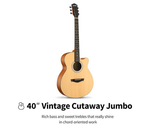 Donner DAJ-110C Super Folk Cutaway Natural Acoustic Guitar  EC1248 RRP £89.99 Sale price £39.99