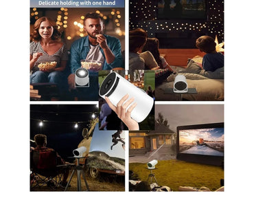 Mini Projector Portable 4K - Video Projector Smart 200 ANSI with WiFi 6, BT 5.0, 130 Power Supply, Video Projector 180 Degree Reverse Outdoor Movie Projector, Automatic Keystone