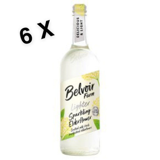 6 x 750ml Belvoir Farm Lighter Sparkling Elderflower - Hand Picked Elderflowers | 30% Less Sugar only 50 Calories | 100% Natural Ingredients | Suitable for Vegetarians & Vegans  BBE 11-26 RRP £19.99 Sale price £7.99