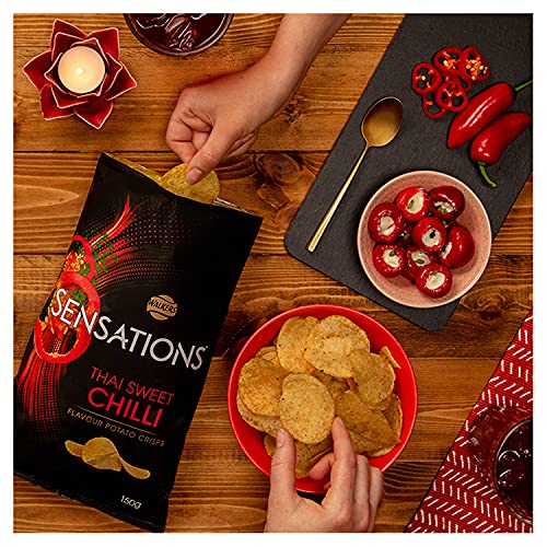 32 X 40g Sensations Thai Sweet Chilli Thick Cut Vegetarian Potato Crisps, Perfect for Snacking BBE MAY 25 RRP £32.99 Sale price £15.99