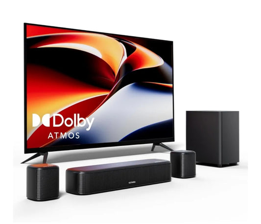 ULTIMEA 5.1ch Sound Bar w/Dolby Atmos, Surround Sound System for TV, App Control, Home Theater Sound System, TV Soundbar with Subwoofer, 2 Surround Speakers