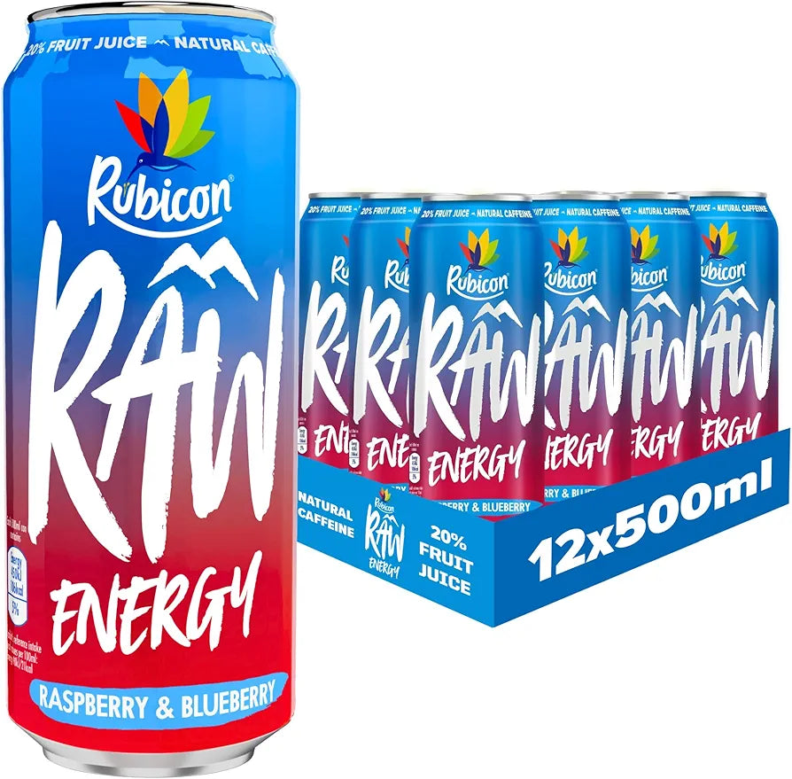 Rubicon RAW Raspberry & Blueberry Energy Drink (12x500ml)