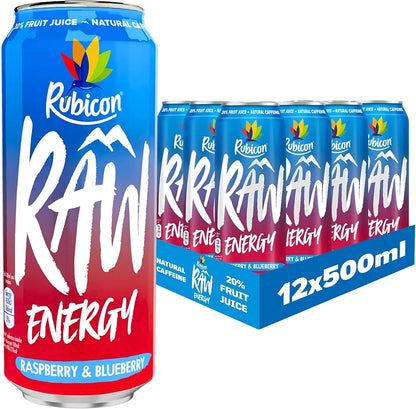 Rubicon RAW Raspberry & Blueberry Energy Drink (12x500ml)