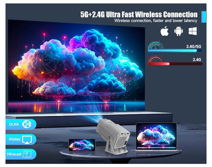 Magcubic Mini Projector with Wifi and Bluetooth, Portable Smart 1080P Projector with 4K Support, Auto Keystone, Voice Control, Built-in Apps HY320 NTV (White)