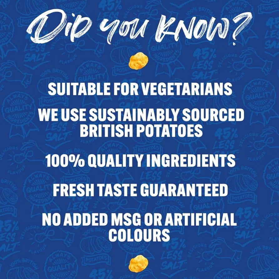 Walkers Less Salt Mild Cheese & Onion Crisps 32 x 45g