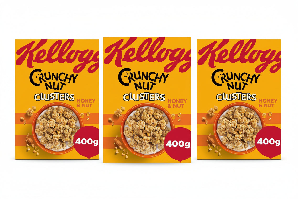 Kellogg's Crunchy Nut Honey & Nut Clusters Breakfast Cereal (3 x 400g)