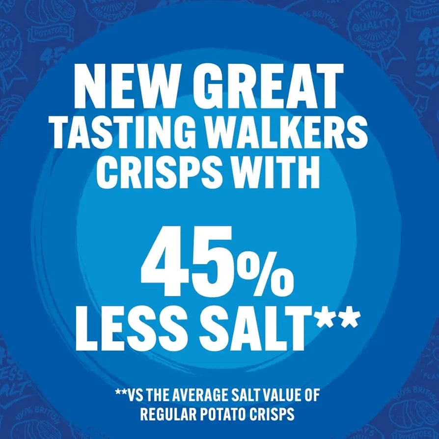 Walkers Less Salt Mild Cheese & Onion Crisps 32 x 45g