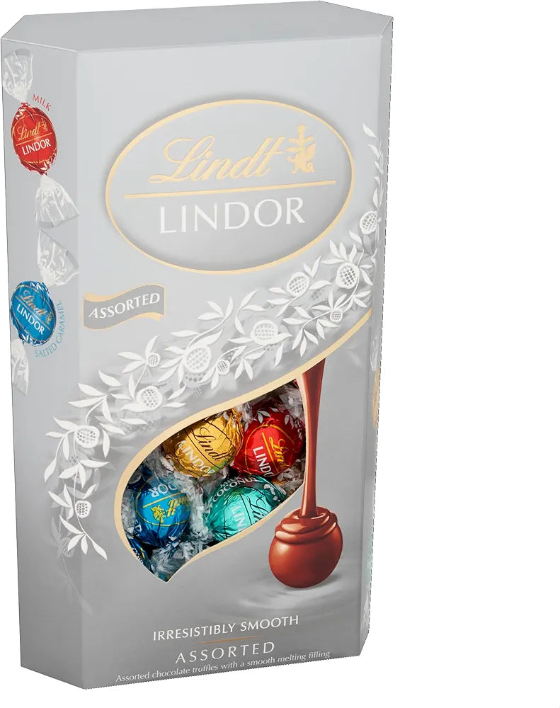 Lindt Lindor Silver Assorted Chocolate Truffles – 600g Box (Approx. 48 Balls)