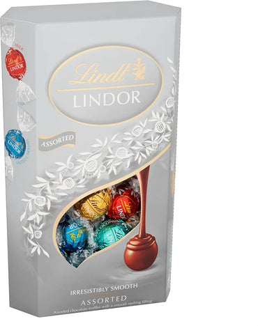 Lindt Lindor Silver Assorted Chocolate Truffles – 600g Box (Approx. 48 Balls)