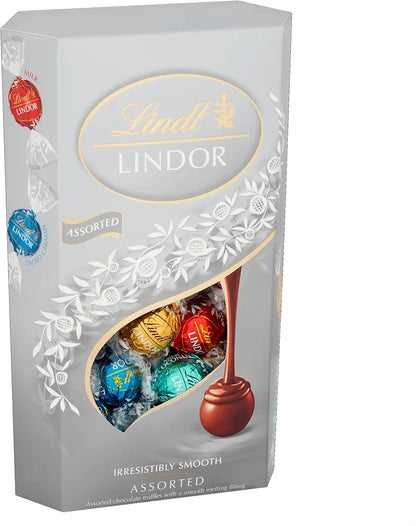 Lindt Lindor Silver Assorted Chocolate Truffles – 600g Box (Approx. 48 Balls)