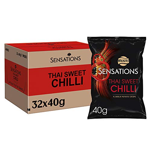 32 X 40g Sensations Thai Sweet Chilli Thick Cut Vegetarian Potato Crisps, Perfect for Snacking BBE MAY 25 RRP £32.99 Sale price £15.99